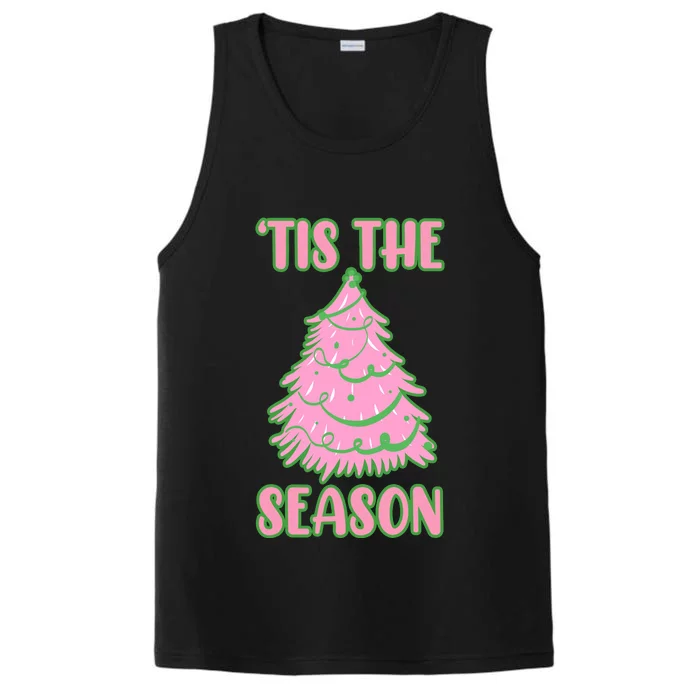 Tis The Season Pink Christmas Tree Performance Tank