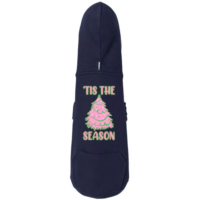 Tis The Season Pink Christmas Tree Doggie 3-End Fleece Hoodie