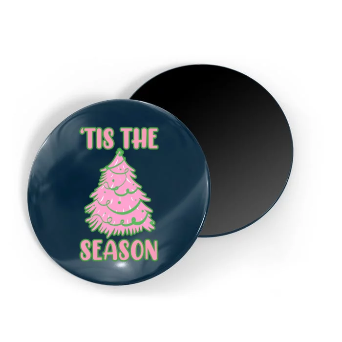 Tis The Season Pink Christmas Tree Magnet