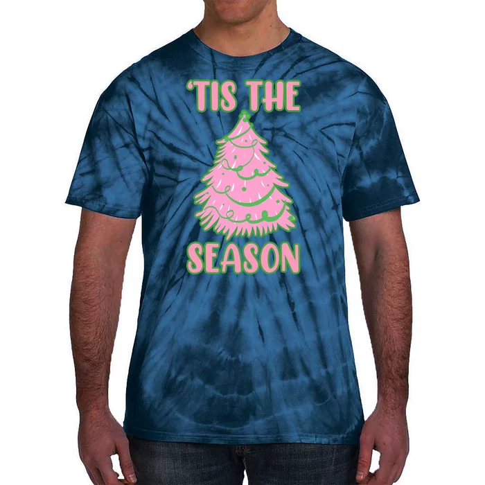 Tis The Season Pink Christmas Tree Tie-Dye T-Shirt