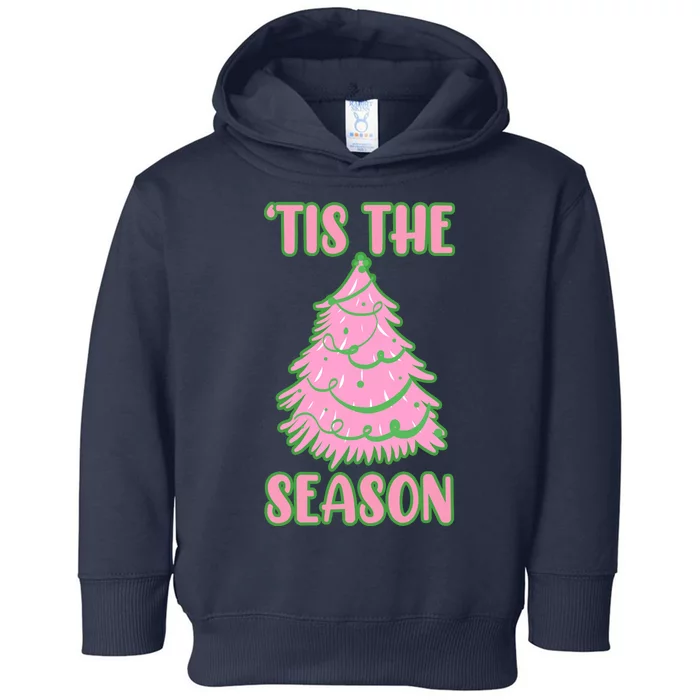 Tis The Season Pink Christmas Tree Toddler Hoodie