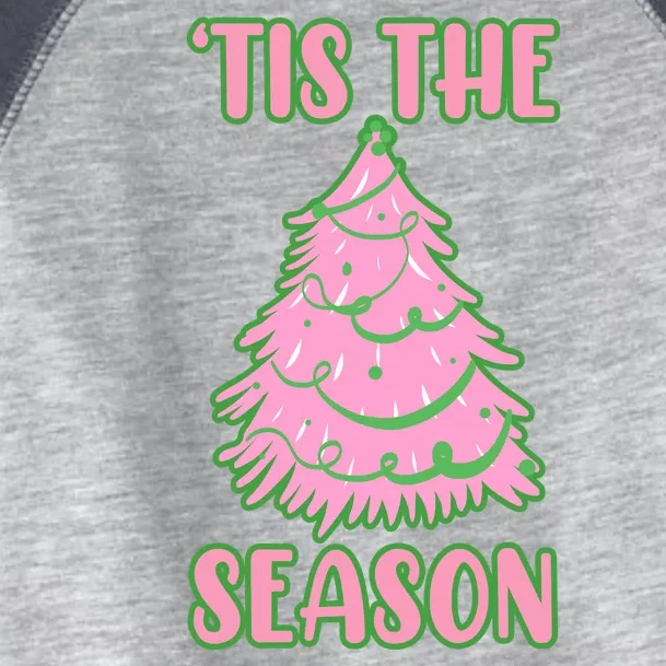 Tis The Season Pink Christmas Tree Toddler Fine Jersey T-Shirt