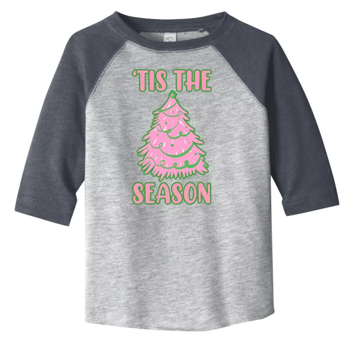 Tis The Season Pink Christmas Tree Toddler Fine Jersey T-Shirt