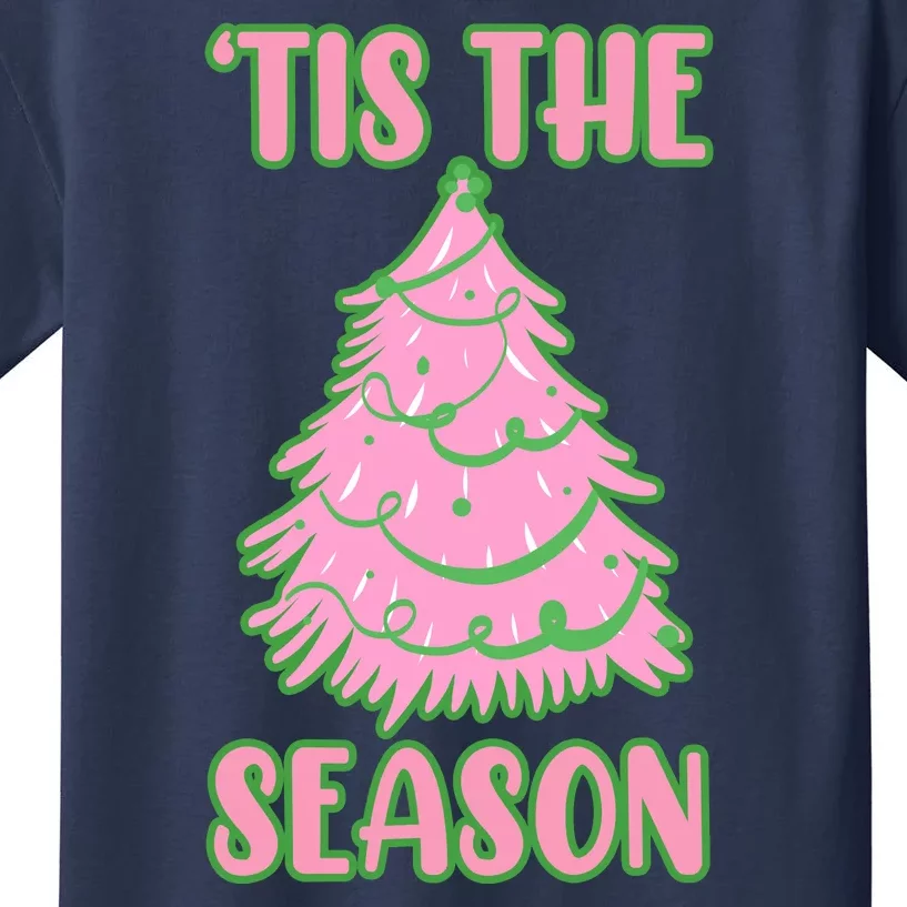 Tis The Season Pink Christmas Tree Kids T-Shirt