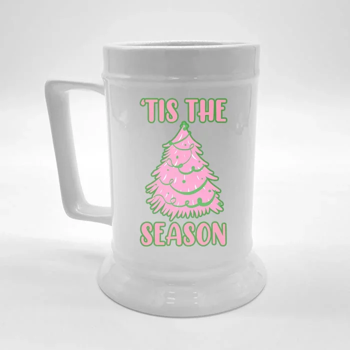 Tis The Season Pink Christmas Tree Front & Back Beer Stein