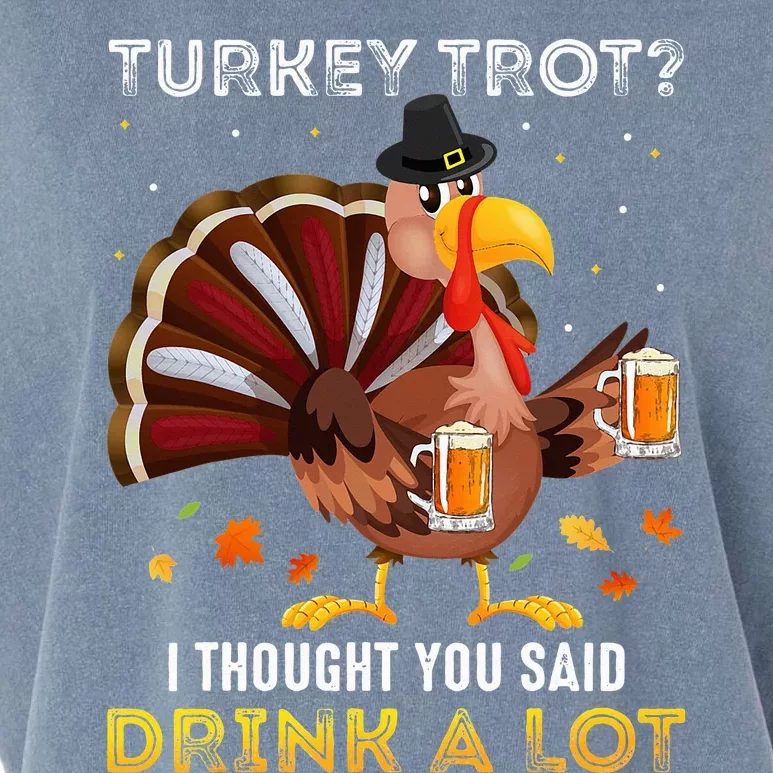 Turkey Trot Squad Running Drinking Matching Thanksgiving Garment-Dyed Women's Muscle Tee