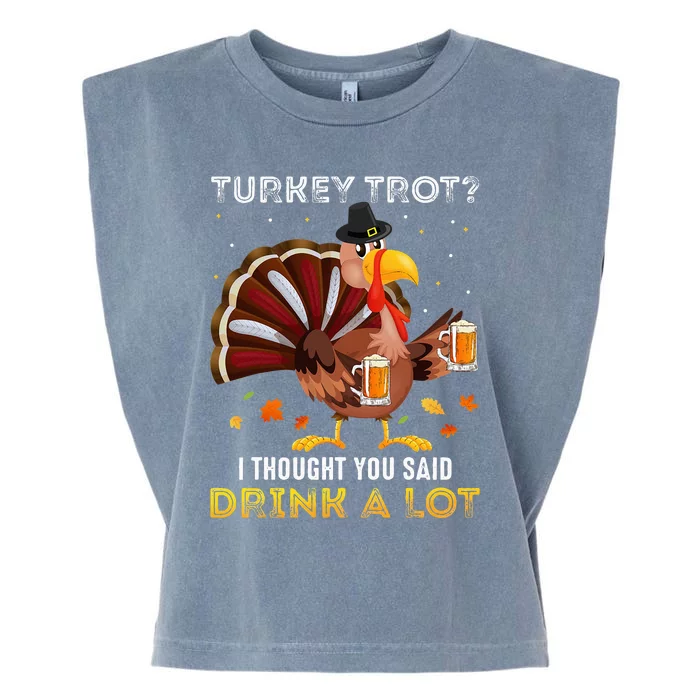 Turkey Trot Squad Running Drinking Matching Thanksgiving Garment-Dyed Women's Muscle Tee