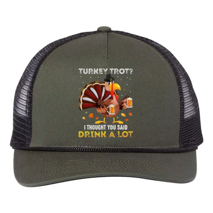 Turkey Trot Squad Running Drinking Matching Thanksgiving Retro Rope Trucker Hat Cap