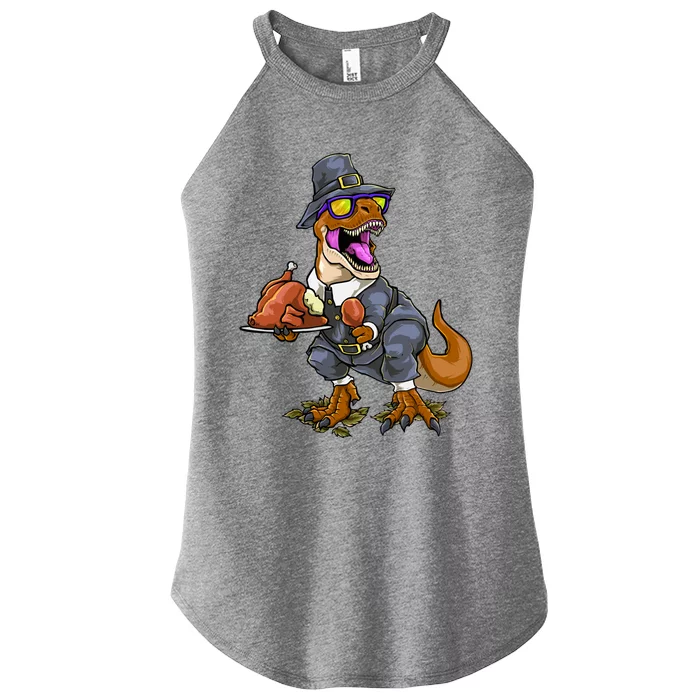 Thanksgiving Turkey Saurus T Rex Dinosaur Great Gift Women’s Perfect Tri Rocker Tank