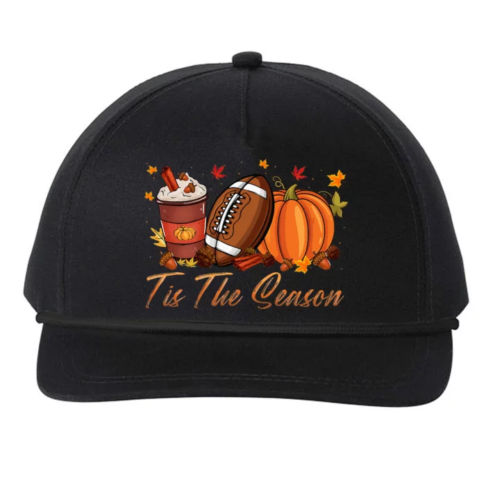 Tis The Season Football Pumpkin Spice Fall Thanksgiving Snapback Five-Panel Rope Hat