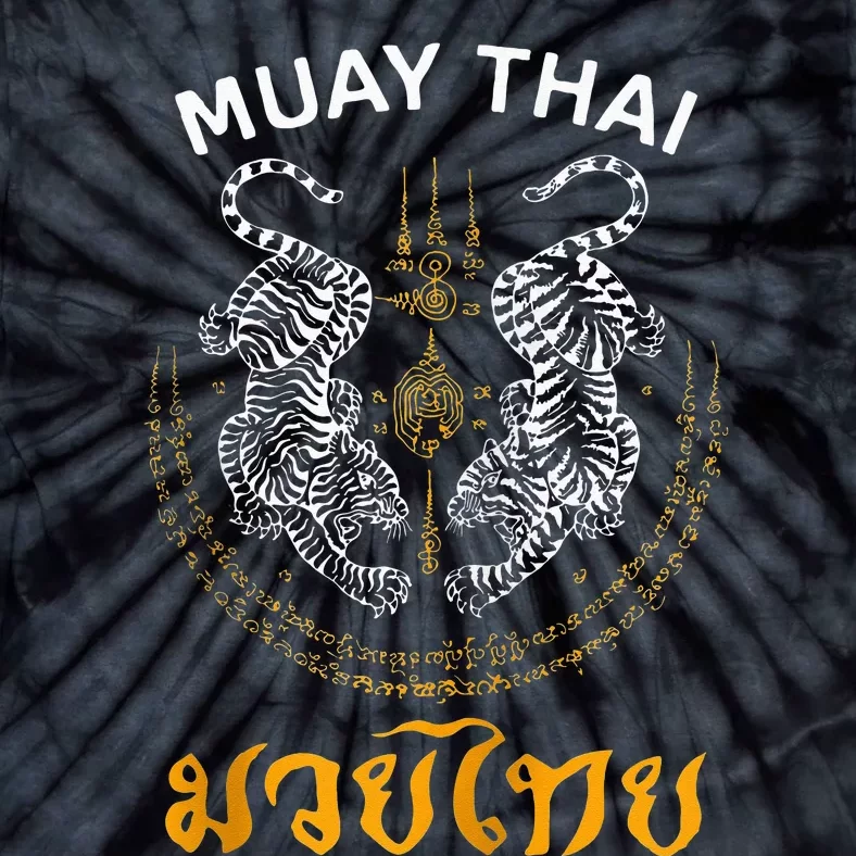 Twin Tiger Sak Yant Muay Thai Tattoo Tiger Boxing Thailand Tie-Dye T-Shirt