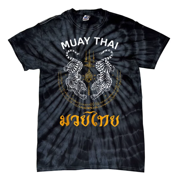 Twin Tiger Sak Yant Muay Thai Tattoo Tiger Boxing Thailand Tie-Dye T-Shirt