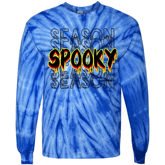 Tis The Season To Be Creepy Retro Halloween Spooky Season Gift Tie-Dye Long Sleeve Shirt