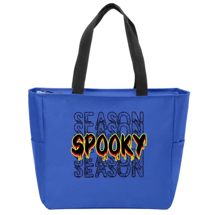 Tis The Season To Be Creepy Retro Halloween Spooky Season Gift Zip Tote Bag