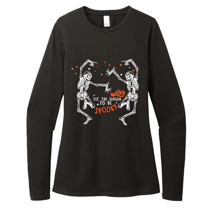 Tis The Season To Be Spooky Fall Halloween Dancing Skeleton Gift Womens CVC Long Sleeve Shirt