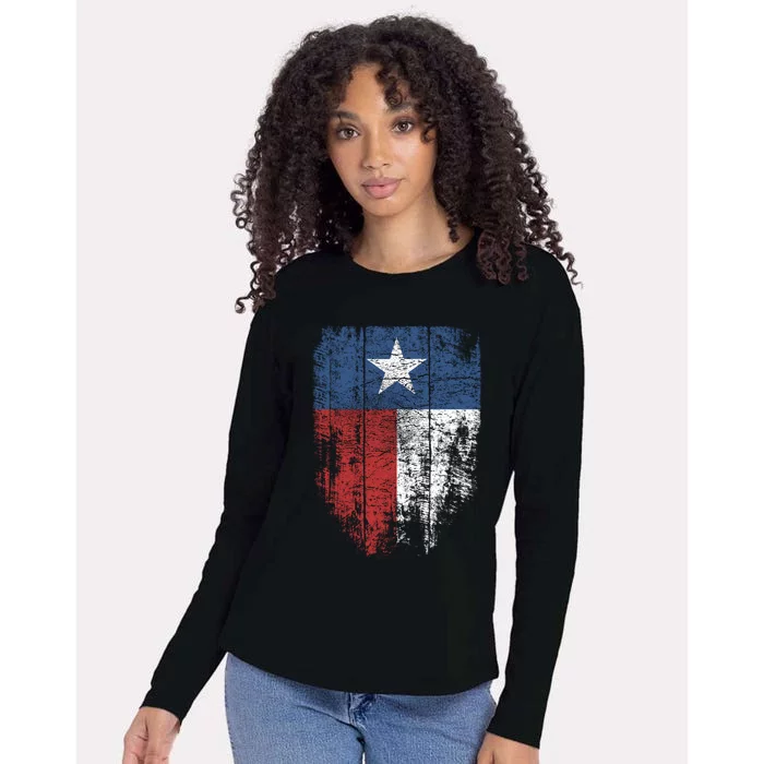 Texas T shirt | Distressed Texas State Flag Womens Cotton Relaxed Long Sleeve T-Shirt