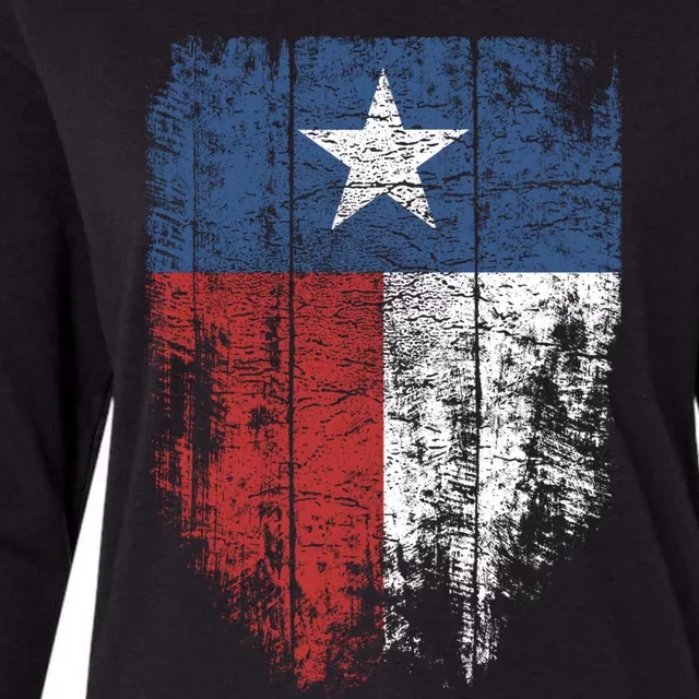 Texas T shirt | Distressed Texas State Flag Womens Cotton Relaxed Long Sleeve T-Shirt