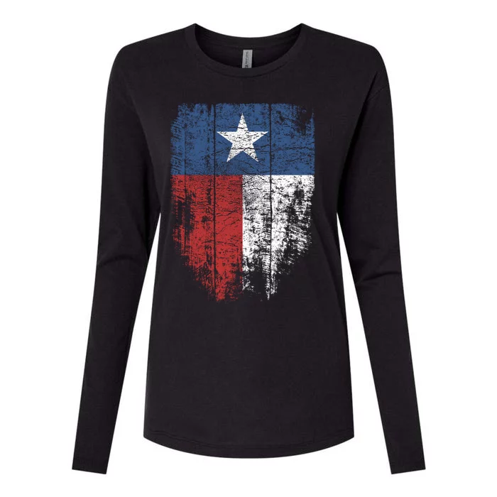 Texas T shirt | Distressed Texas State Flag Womens Cotton Relaxed Long Sleeve T-Shirt