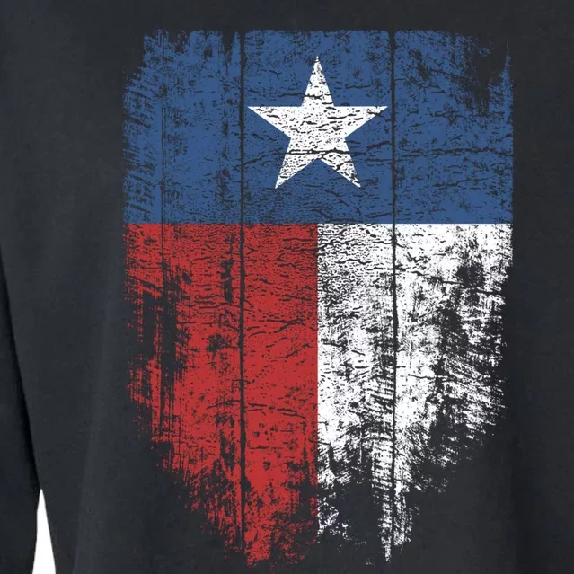 Texas T shirt | Distressed Texas State Flag Cropped Pullover Crew