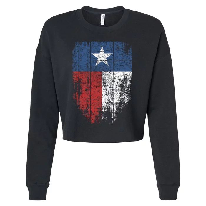 Texas T shirt | Distressed Texas State Flag Cropped Pullover Crew