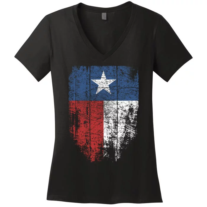 Texas T shirt | Distressed Texas State Flag Women's V-Neck T-Shirt