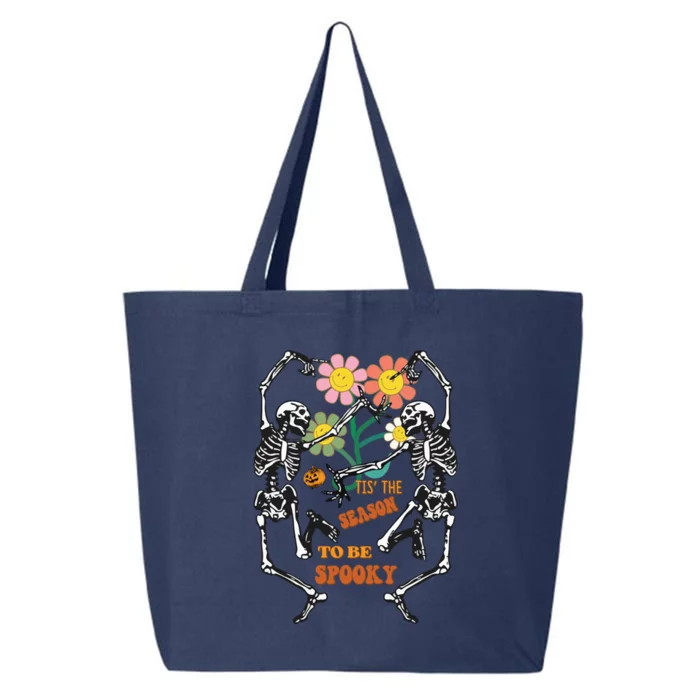 Tis The Season To Be Spooky Dancing Skeletons Pumpkin Flower Gift 25L Jumbo Tote