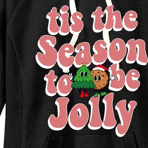 Tis The Season To Be Jolly Cookie Tree Christmas Retro Women's Fleece Hoodie