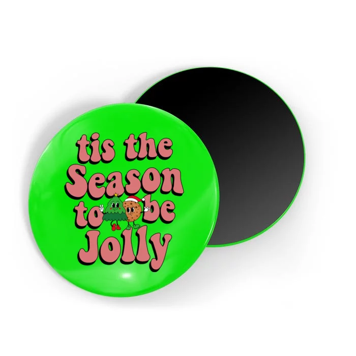 Tis The Season To Be Jolly Cookie Tree Christmas Retro Magnet