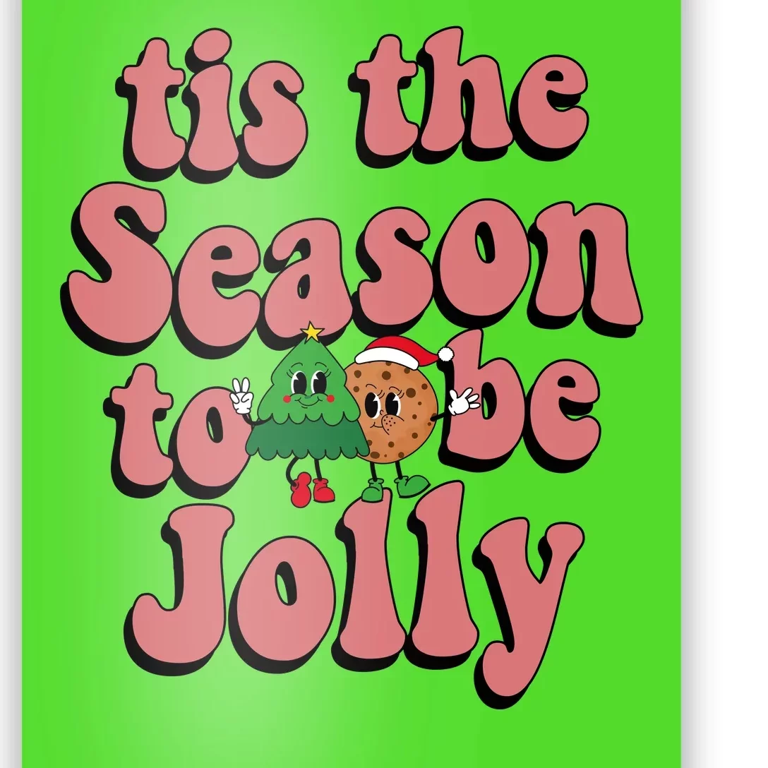 Tis The Season To Be Jolly Cookie Tree Christmas Retro Poster