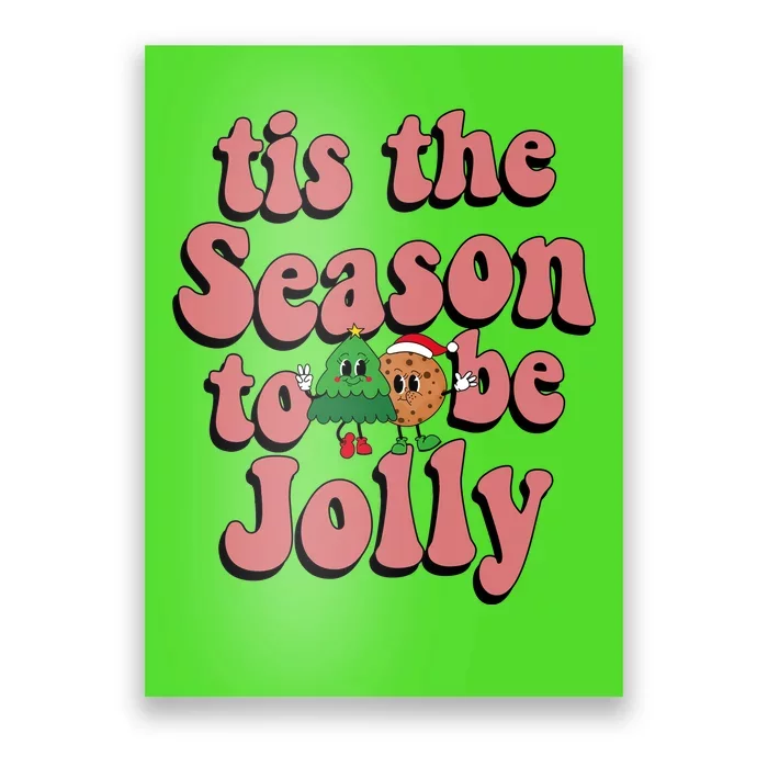 Tis The Season To Be Jolly Cookie Tree Christmas Retro Poster