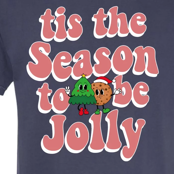 Tis The Season To Be Jolly Cookie Tree Christmas Retro Garment-Dyed Heavyweight T-Shirt