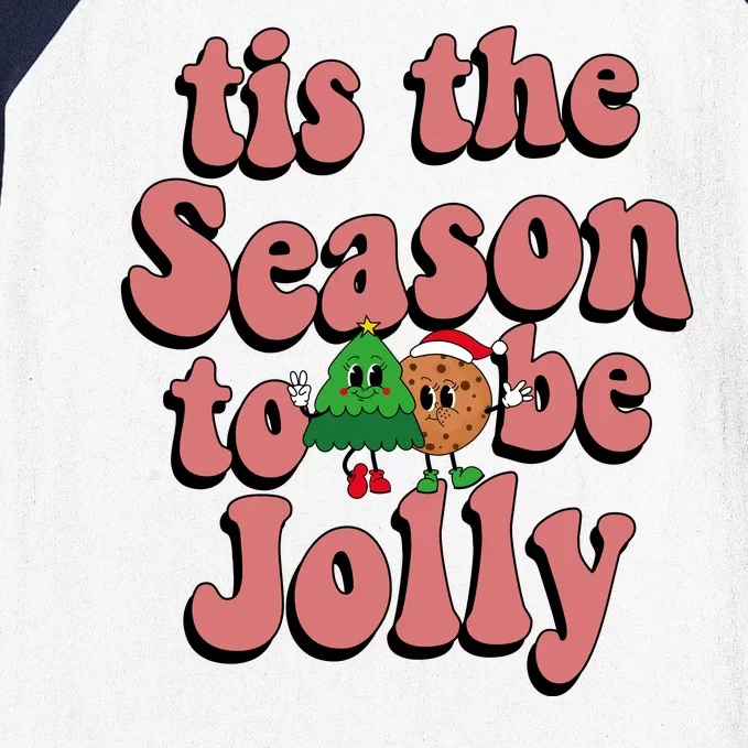 Tis The Season To Be Jolly Cookie Tree Christmas Retro Baseball Sleeve Shirt