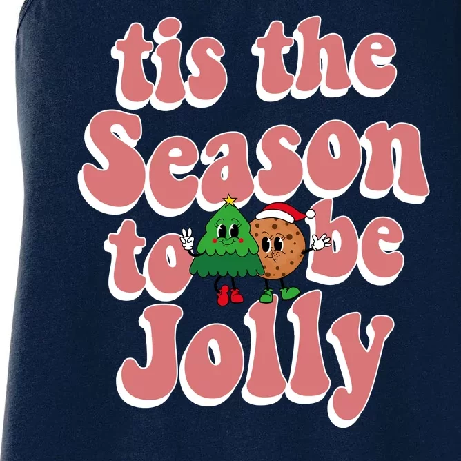 Tis The Season To Be Jolly Cookie Tree Christmas Retro Women's Racerback Tank