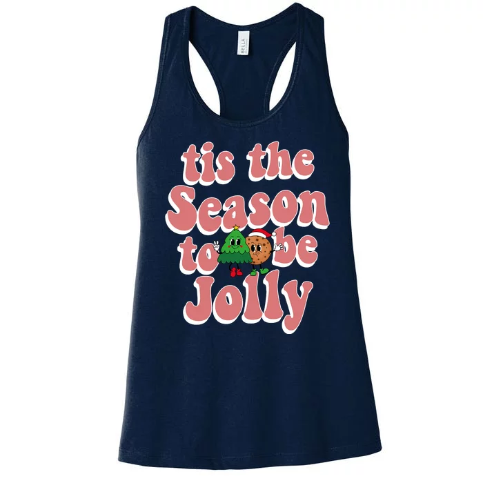 Tis The Season To Be Jolly Cookie Tree Christmas Retro Women's Racerback Tank