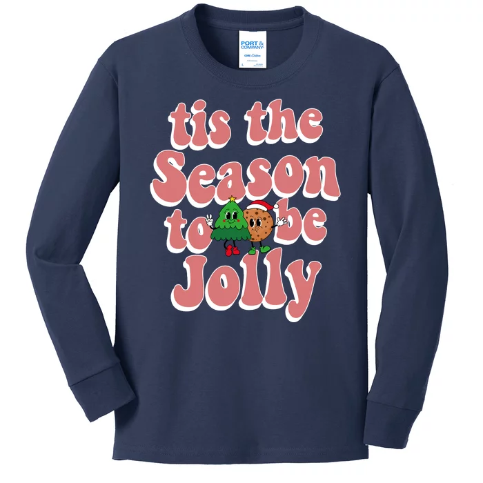 Tis The Season To Be Jolly Cookie Tree Christmas Retro Kids Long Sleeve Shirt