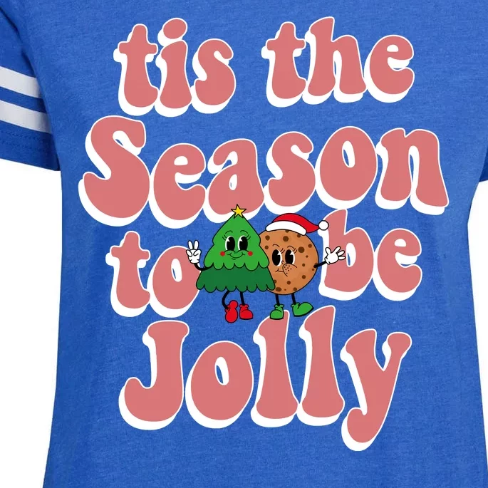 Tis The Season To Be Jolly Cookie Tree Christmas Retro Enza Ladies Jersey Football T-Shirt