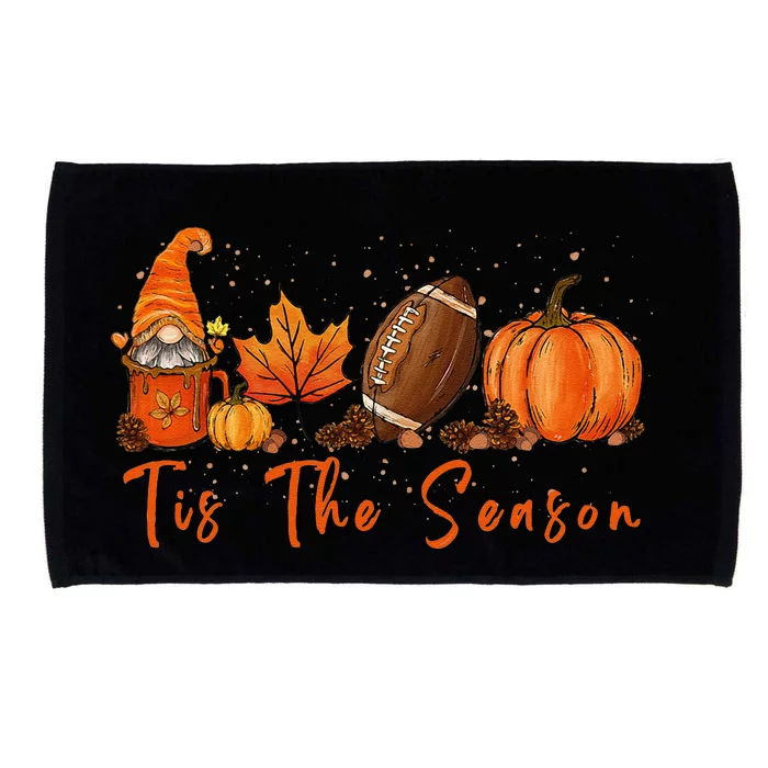 Tis The Season Pumpkin Leaf Latte Fall Thanksgiving Football Gift Microfiber Hand Towel