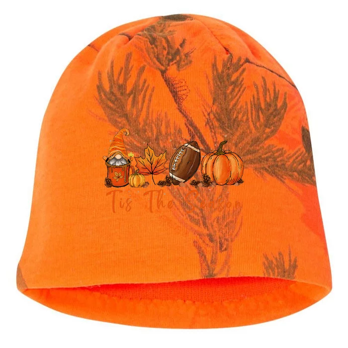 Tis The Season Pumpkin Leaf Latte Fall Thanksgiving Football Gift Kati - Camo Knit Beanie