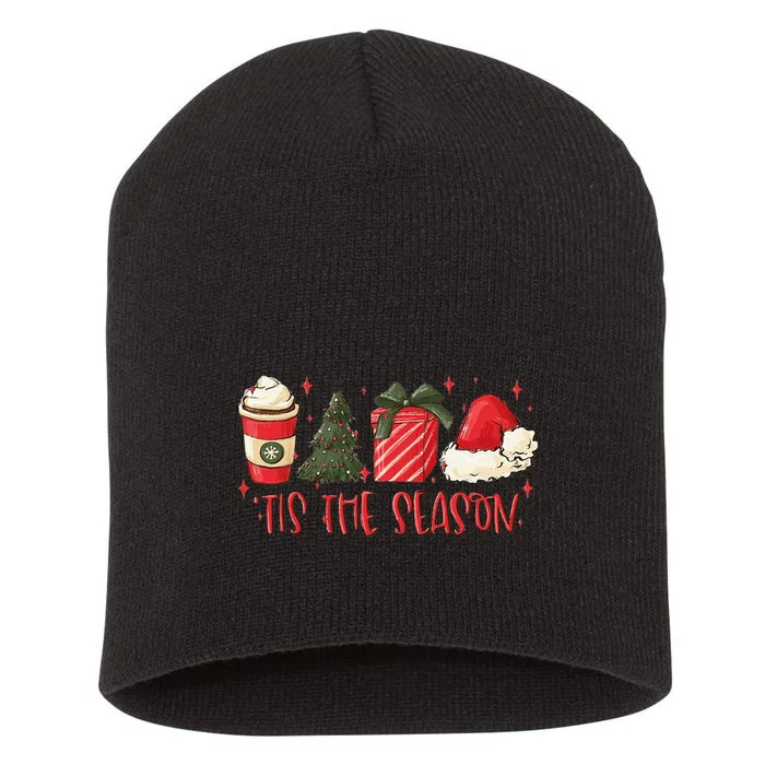 Tis The Season Christmas Coffee Lover Santa Claus Xmas Gifts Short Acrylic Beanie