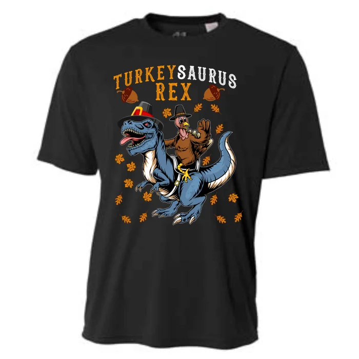 Thanksgiving Turkey Saurus Tfunny Giftrex Boys Dinosaur Costume Cute Gift Cooling Performance Crew T-Shirt