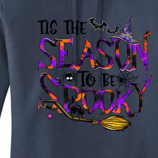 Tis The Season To Be Spooky Vibes Halloween Tie Dye Witch Gift Women's Pullover Hoodie