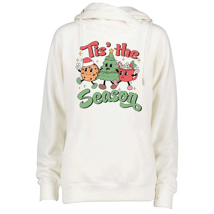 Tis The Season Christmas Holiday Festive Womens Funnel Neck Pullover Hood