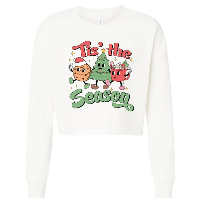 Tis The Season Christmas Holiday Festive Cropped Pullover Crew