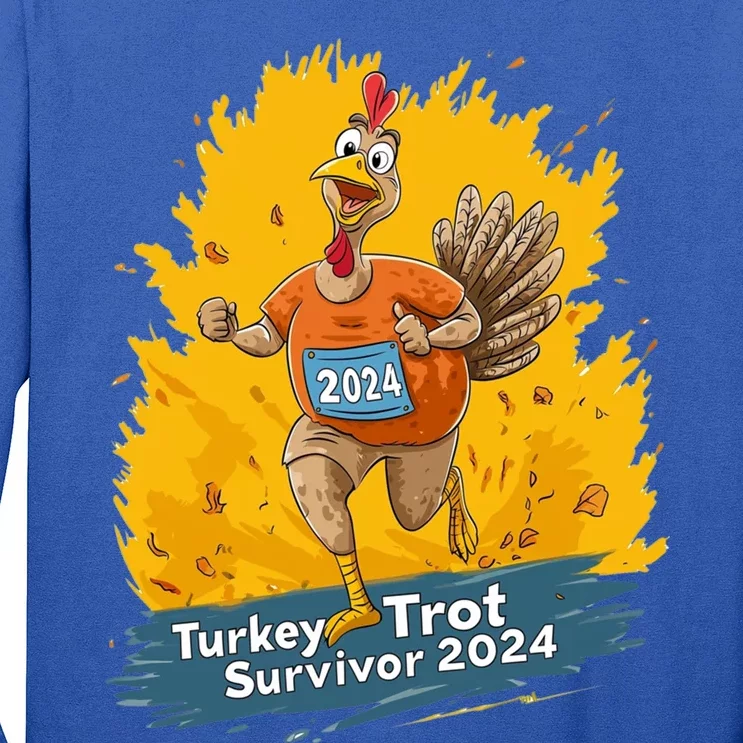 Turkey Trot Survivor 2024 Funny Thanksgiving Jog Run Race Funny Gift Long Sleeve Shirt