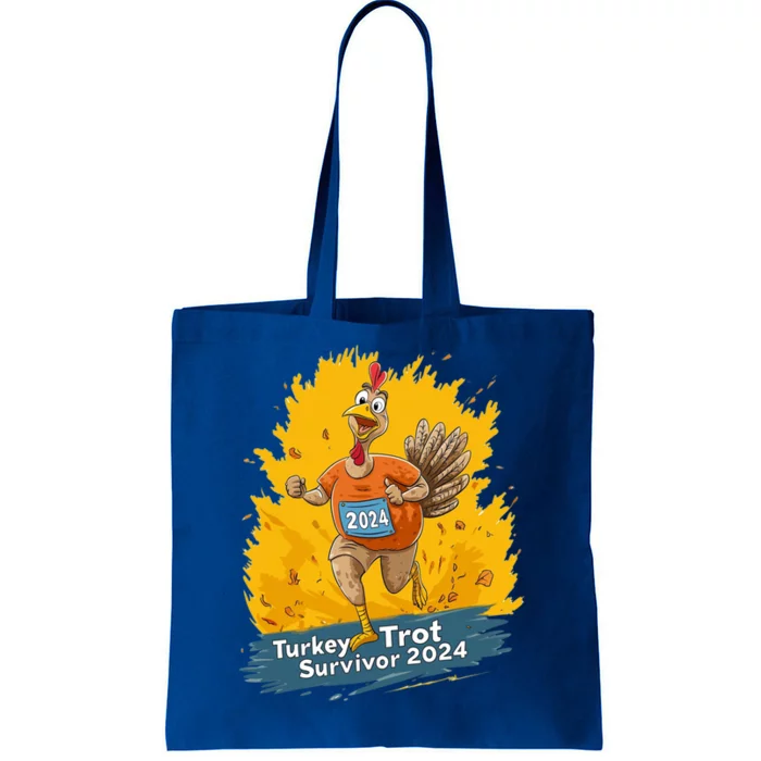 Turkey Trot Survivor 2024 Funny Thanksgiving Jog Run Race Funny Gift Tote Bag