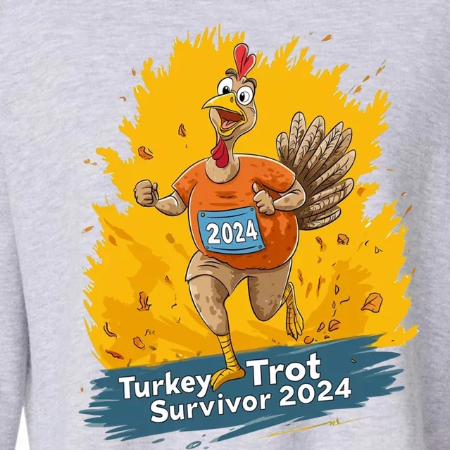 Turkey Trot Survivor 2024 Funny Thanksgiving Jog Run Race Funny Gift Cropped Pullover Crew