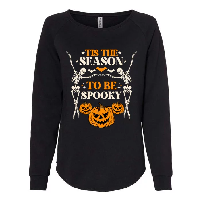 Tis The Season To Be Spooky Pumpkin Retro Halloween Skeleton Gift Womens California Wash Sweatshirt