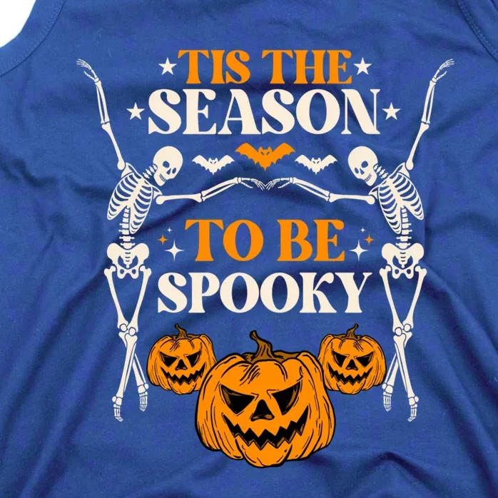 Tis The Season To Be Spooky Pumpkin Retro Halloween Skeleton Gift Tank Top