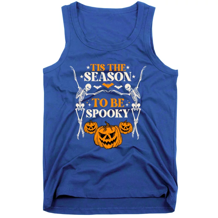 Tis The Season To Be Spooky Pumpkin Retro Halloween Skeleton Gift Tank Top