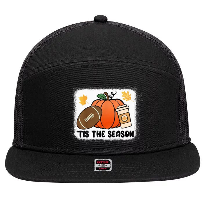 Tis The Season Fall Thanksgiving Pumpkin Football Game Day 7 Panel Mesh Trucker Snapback Hat